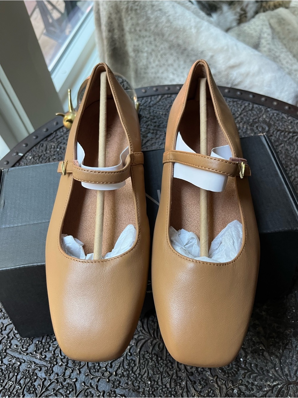 VIONIC ALAMEDA LEATHER MARY JANE FLATS CAMEL 8.5 W WIDE - Picture 7 of 10